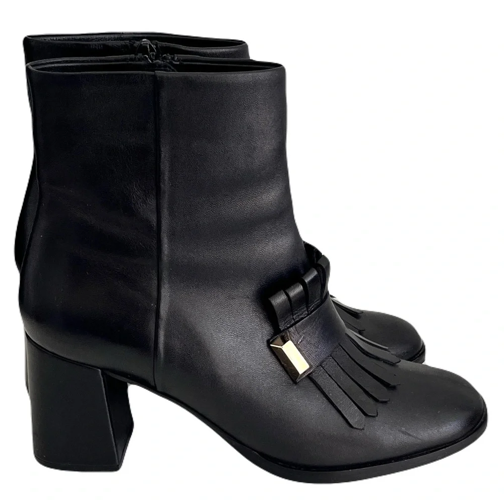 Vinci Black Leather ‘Luksor Tassel Block Heel’ Boots, Size 40
